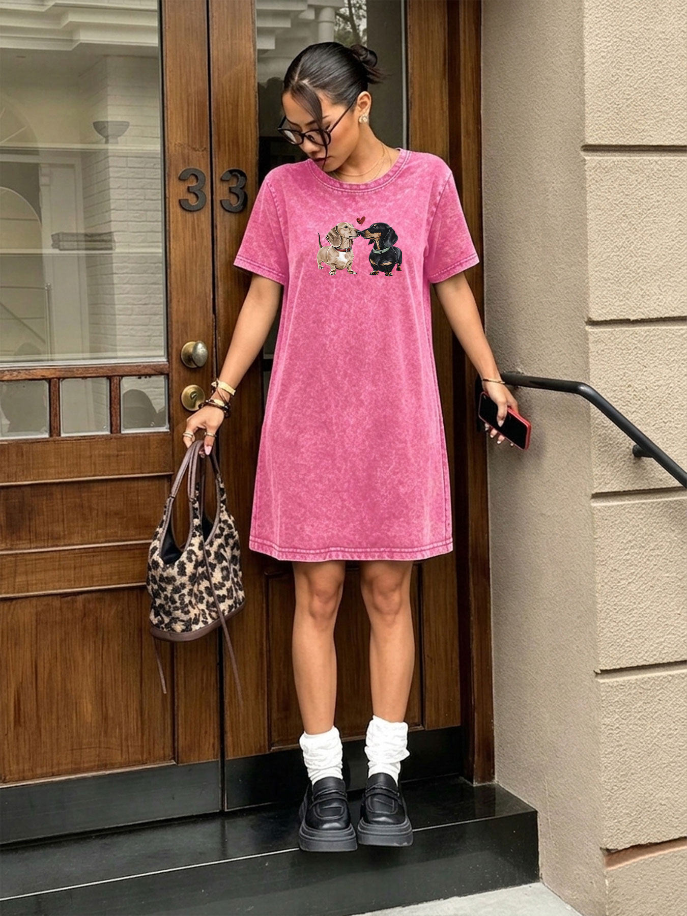 Streetwear Brand Heart - Vintage Washed Retro T-shirt Dress for