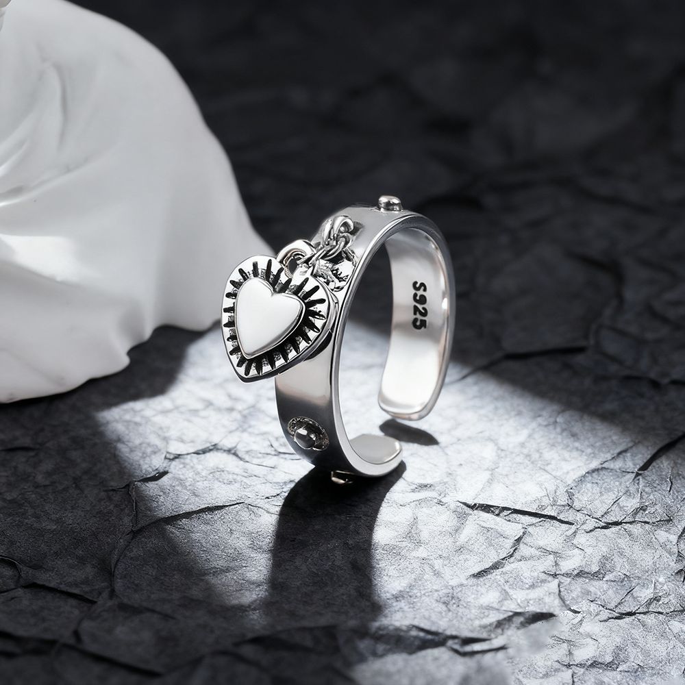Chrome Hearts Ring - 925 Sterling Silver Heart ​Adjustable Rings