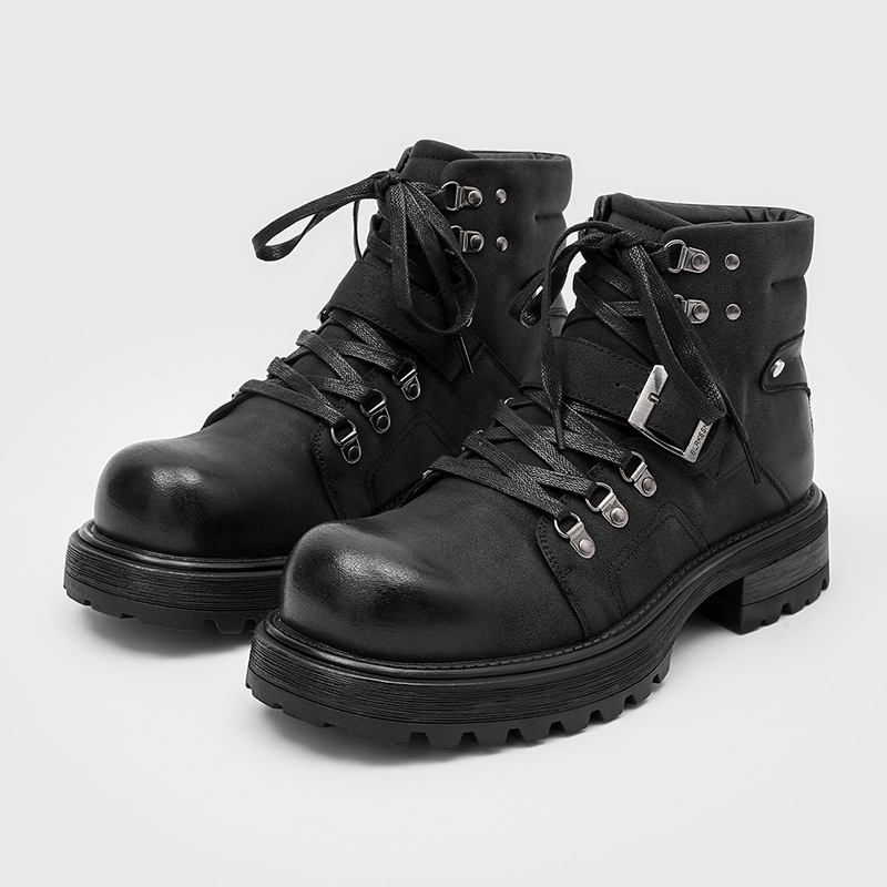 Streetwear Brand Luxury - Brand Men Leather Boots Motorcycle Snow