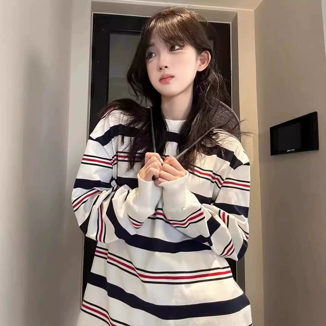 Streetwear Brand Of The Year - American Style Oversize Striped Sweatshirt Women's