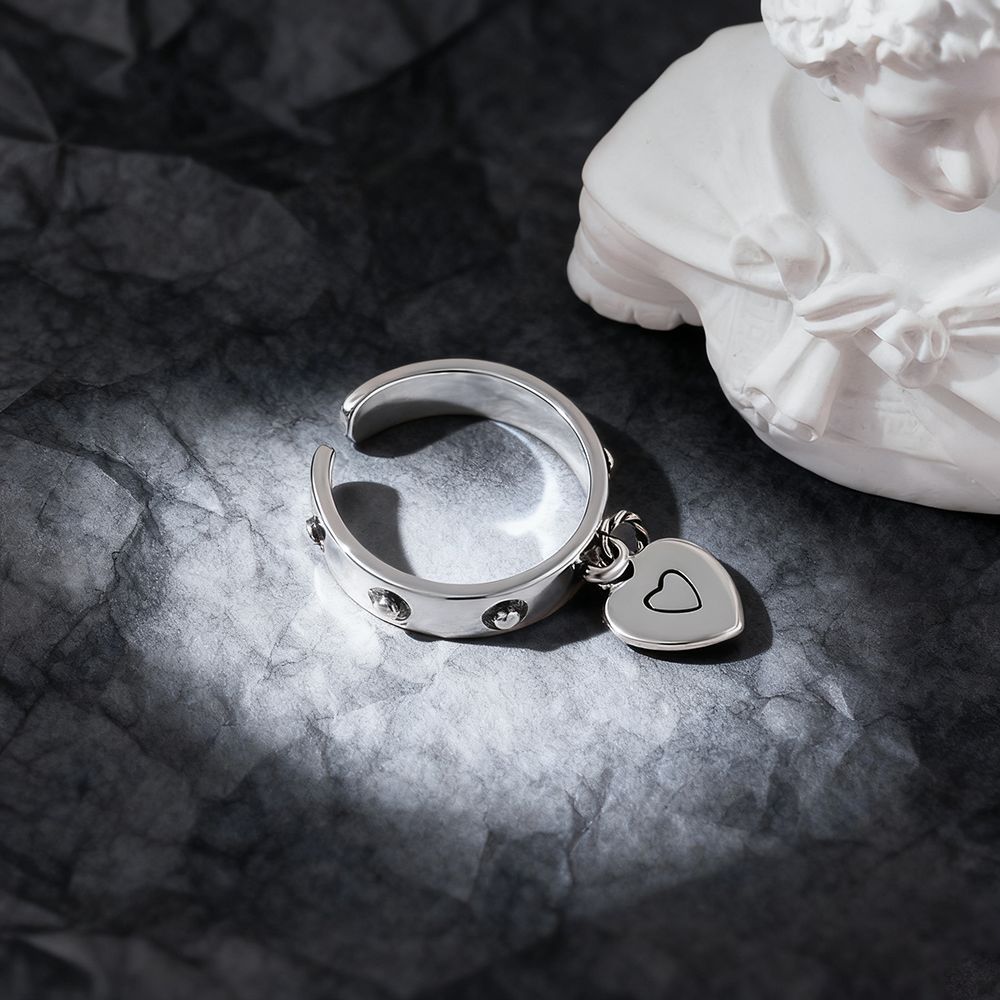 925 Sterling Silver Heart ​Adj - Chrome Hearts Ring review and price