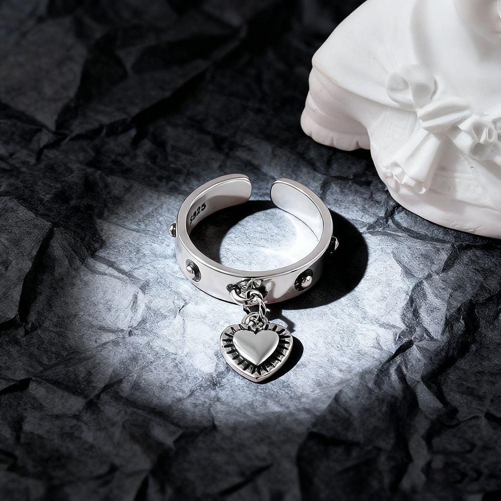 925 Sterling Silver Heart ​Adj - Chrome Hearts Ring review and price