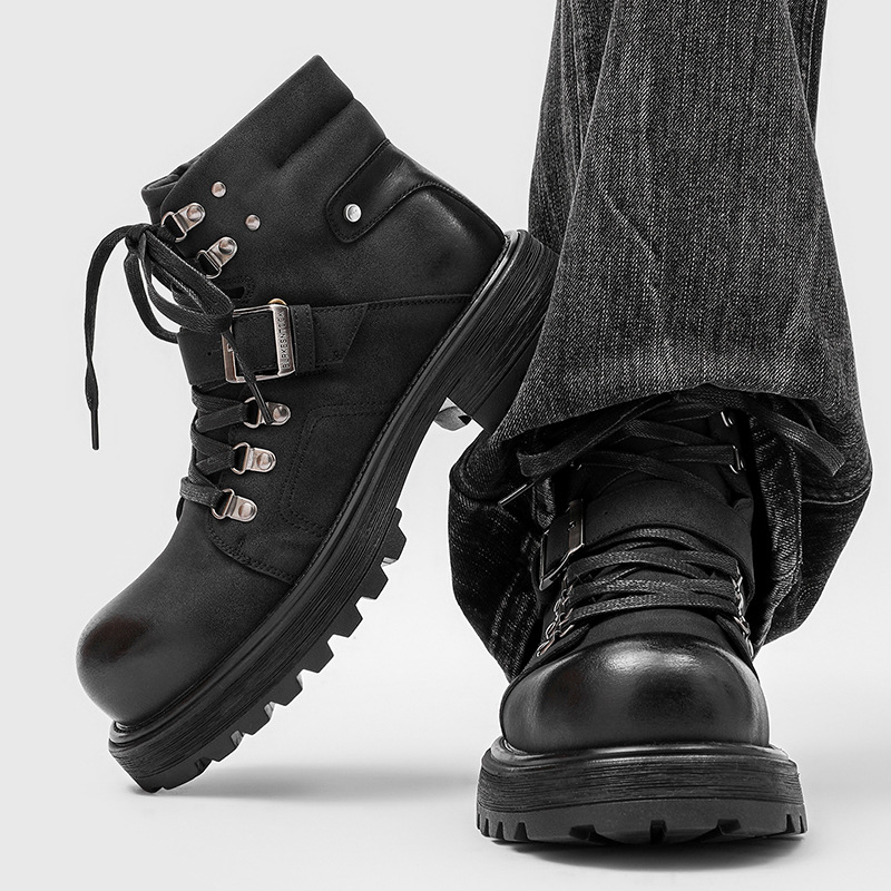Brand Men Leather Boots Motorc - Streetwear Brand Luxury review and price
