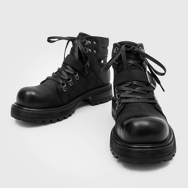 Brand Men Leather Boots Motorc - Streetwear Brand Luxury review and price