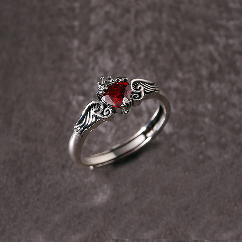 925 Sterling Silver Heart Red  - Chrome Hearts Ring review and price
