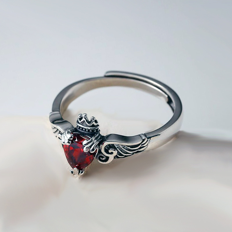 925 Sterling Silver Heart Red  - Chrome Hearts Ring review and price