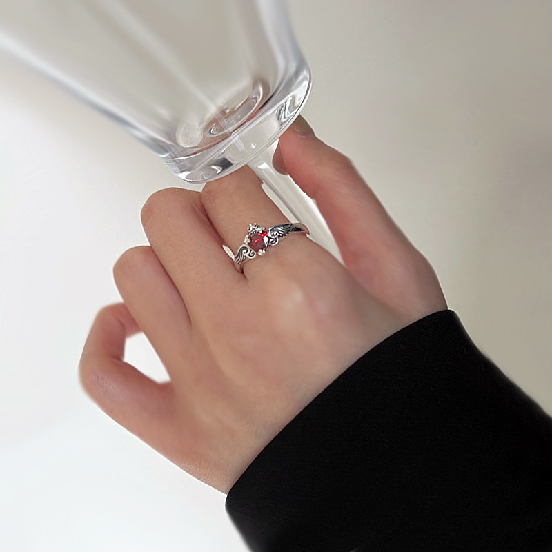 925 Sterling Silver Heart Red  - Chrome Hearts Ring review and price